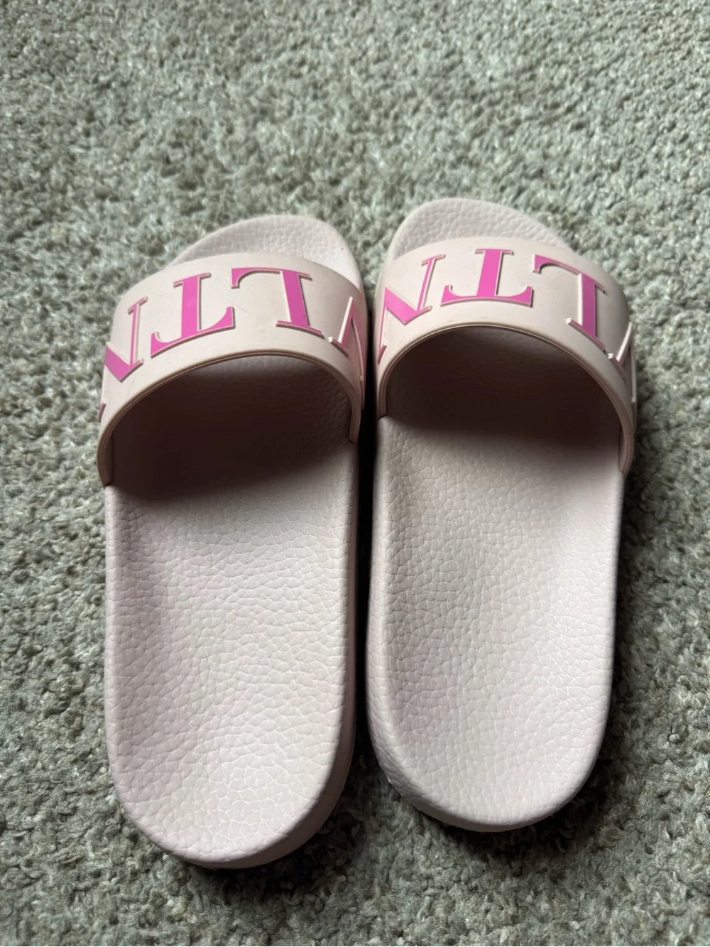 Valentino Pale Pink Slide Sandals with Pink Logo